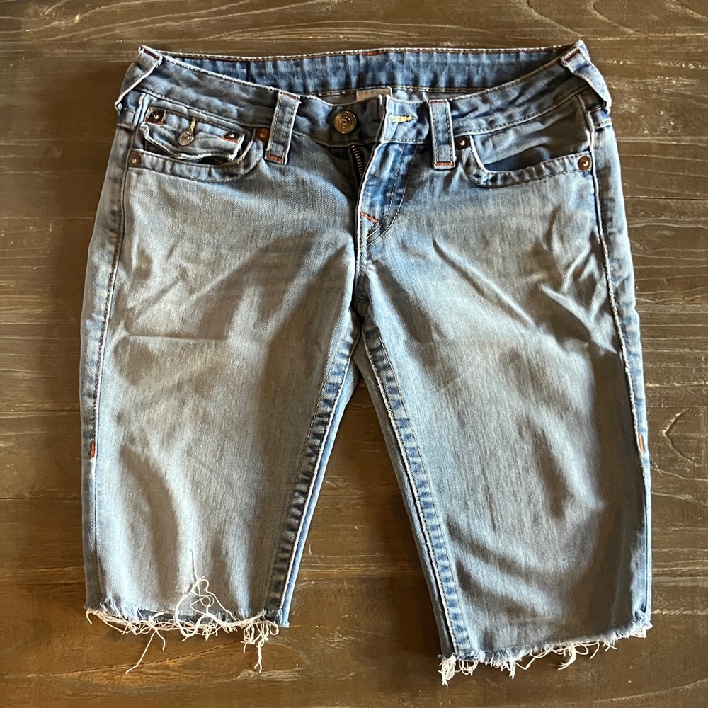 True Religion Light Blue Cropped Denim Jeans